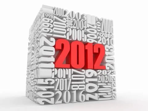 New year 2012. Cube consisting of the numbers. 3d New year 2012. Cube cons... Stock Photos