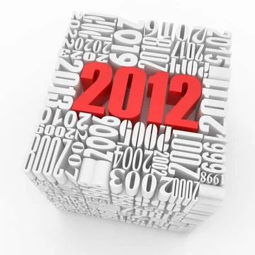 New year 2012. Cube consisting of the numbers. 3d New year 2012. Cube cons... Stock Photos