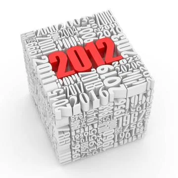 New year 2012. Cube consisting of the numbers. 3d New year 2012. Cube cons... Stock Photos