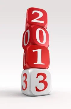 New year 2013 3d red and white box tower Stock Illustration