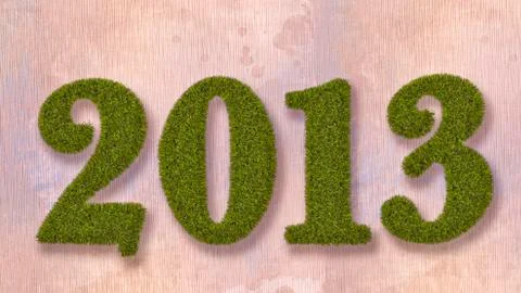 New year 2013 grass text on abstract background Stock Illustration