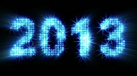 New year 2013 greetings glowing blue particles with alpha matte Stock Footage