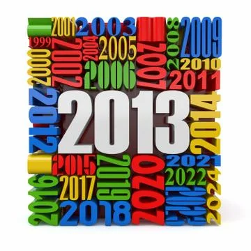 New year 2013.cube built from numbers. 3d Stock Illustration