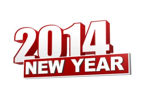 New year 2014 in 3d red figures and block Stock Illustration