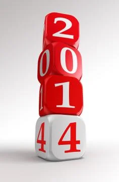 New year 2014 3d red and white box tower イラスト素材