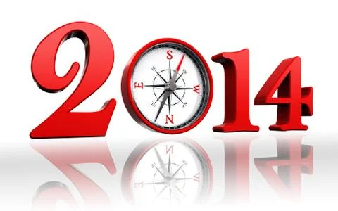 New year 2014 with compass Stock Illustration