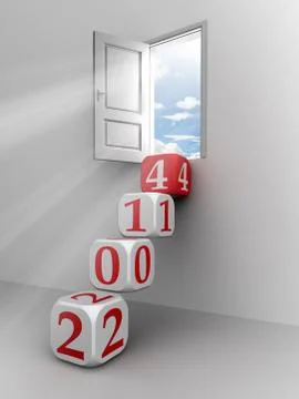 New year 2014 dice step door Stock Illustration