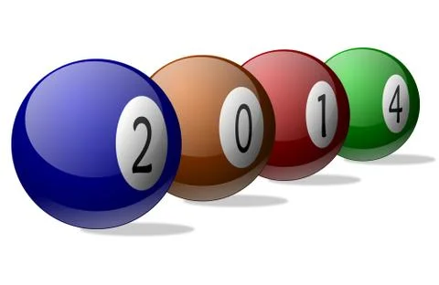 New year 2014 on pool balls Illustrazione stock