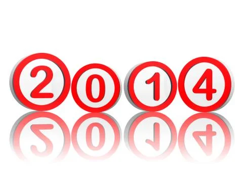 New year 2014 in red circles Stock Illustration