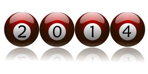 New year 2014 on red pool balls Stock Illustration