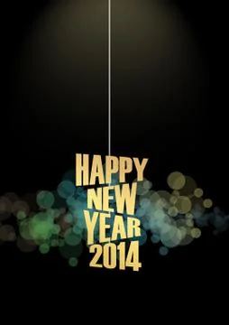 New year 2014 text lights effect Stock Illustration