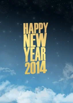 New year 2014 text lights effect Stock Illustration