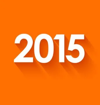 New year 2015 in flat style on orange background Stock Illustration