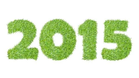 New year 2015 from the green grass, isolated on white Stock Illustration