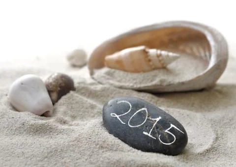 New year 2015 on pebble Foto stock