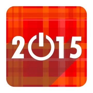 New year 2015 red flat icon isolated. Stock Illustration