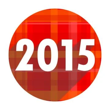 New year 2015 red flat icon isolated. Stock Illustration