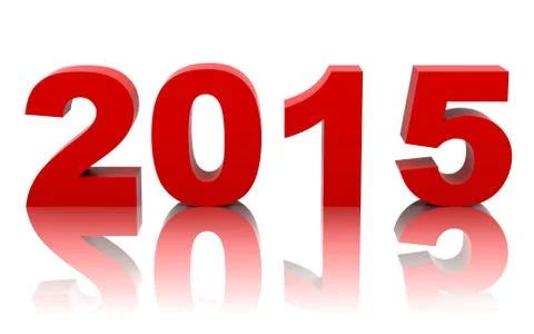 New year 2015 with reflection isolated on white background Stock Illustration