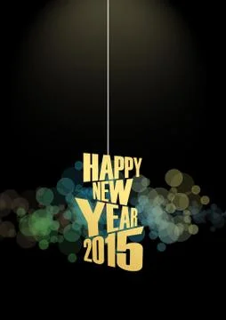 New year 2015 text lights effect Illustrazione stock