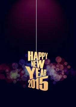 New year 2015 text lights effect Stock Illustration