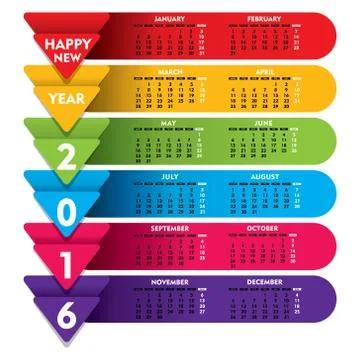 New year 2016 calendar design Stock Illustration