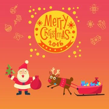 New Year 2016, christmas decoration. Christmas congratulation Stock Illustration