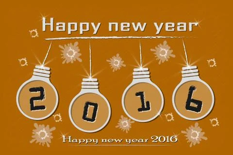 New Year 2016 with creative light bulb idea, Vector illustration Stock Illustration