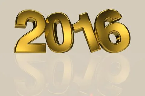 New year 2016 gold three dimension high resulation render Illustrazione stock