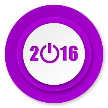 New year 2016 icon, violet button, new years symbol. Stock Illustration