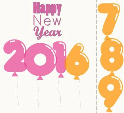 New Year 2016, transparent vector balloons Stock Illustration