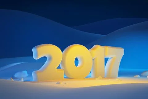 New year 2017, 3d rendering Stock Illustration