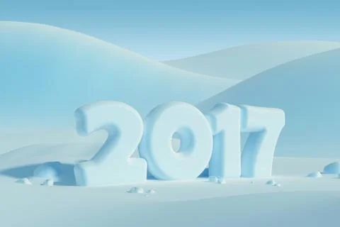 New year 2017, 3d rendering Stock Illustration
