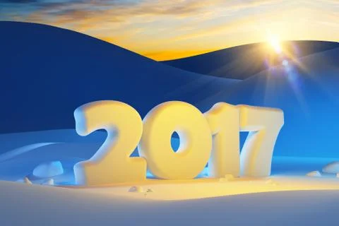 New year 2017, 3d rendering Stock Illustration