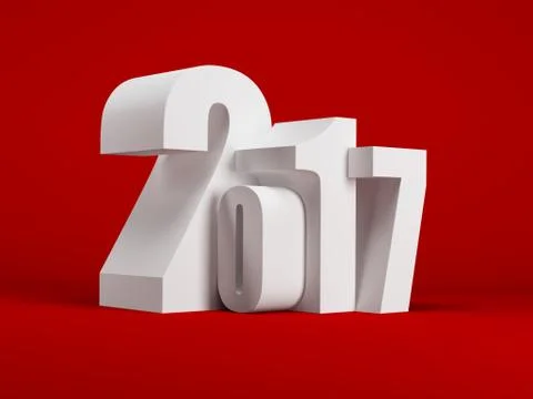 New year 2017, 3d rendering Stock Illustration
