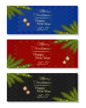 New Year 2017. Abstract multicolored christmassy backgrounds set Stock Illustration