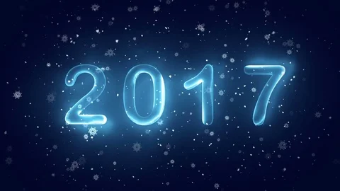 New Year 2017 Animation. Ice Text with Snowflakes. Loop animation Video stock 69962140