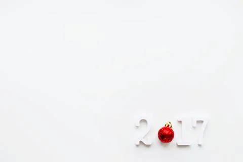 New Year 2017 background with starry red ball. Stock Photos