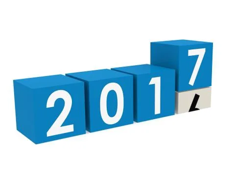 New year 2017 Blocks in blue Stock Illustration