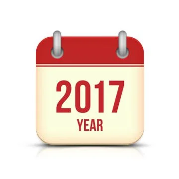 New Year 2017 Calendar Vector Icon on White Stock Illustration
