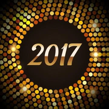 New Year 2017 celebration background. Happy New Year gold type on black Illustrazione stock