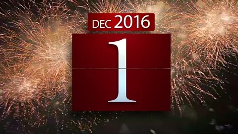 NEW YEAR 2017 Count with background Fireworks Stock Footage 70381245