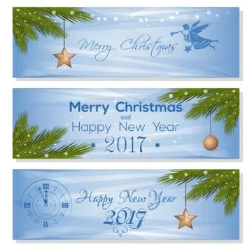 New Year 2017 design set. Festive background for Xma and NY Stock Illustration
