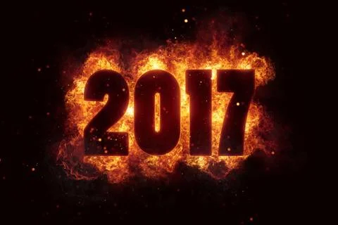 New year 2017 flames fire explosion explode Stock Illustration