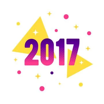 New Year 2017 flat style design concept for banner Stock Illustration