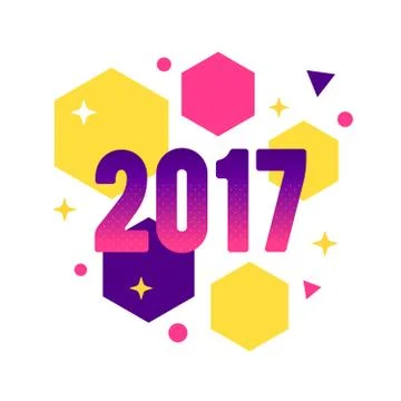 New Year 2017 flat style design concept for banner Stock Illustration