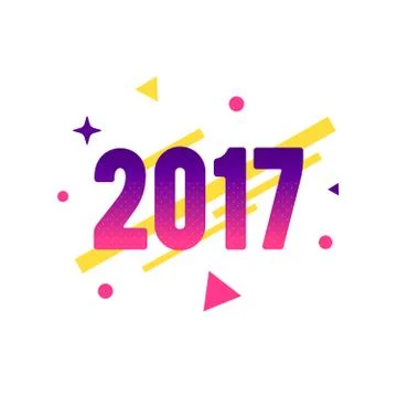 New Year 2017 flat style design concept for banner Stock Illustration