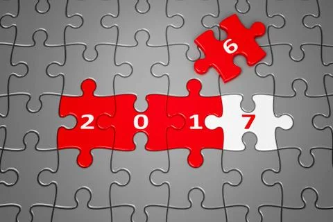 New Year 2017 made from puzzles Stock Illustration