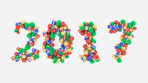 New year 2017 number on white background, showing up from nowhere.  Stock-Footage 70962376