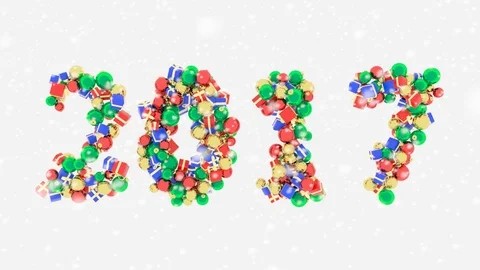 New year 2017 number on white background, showing up from nowhere.  Stock Footage