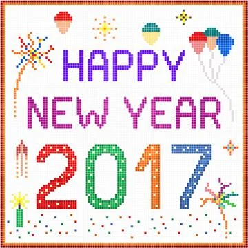 New year 2017 pixel message Stock Illustration